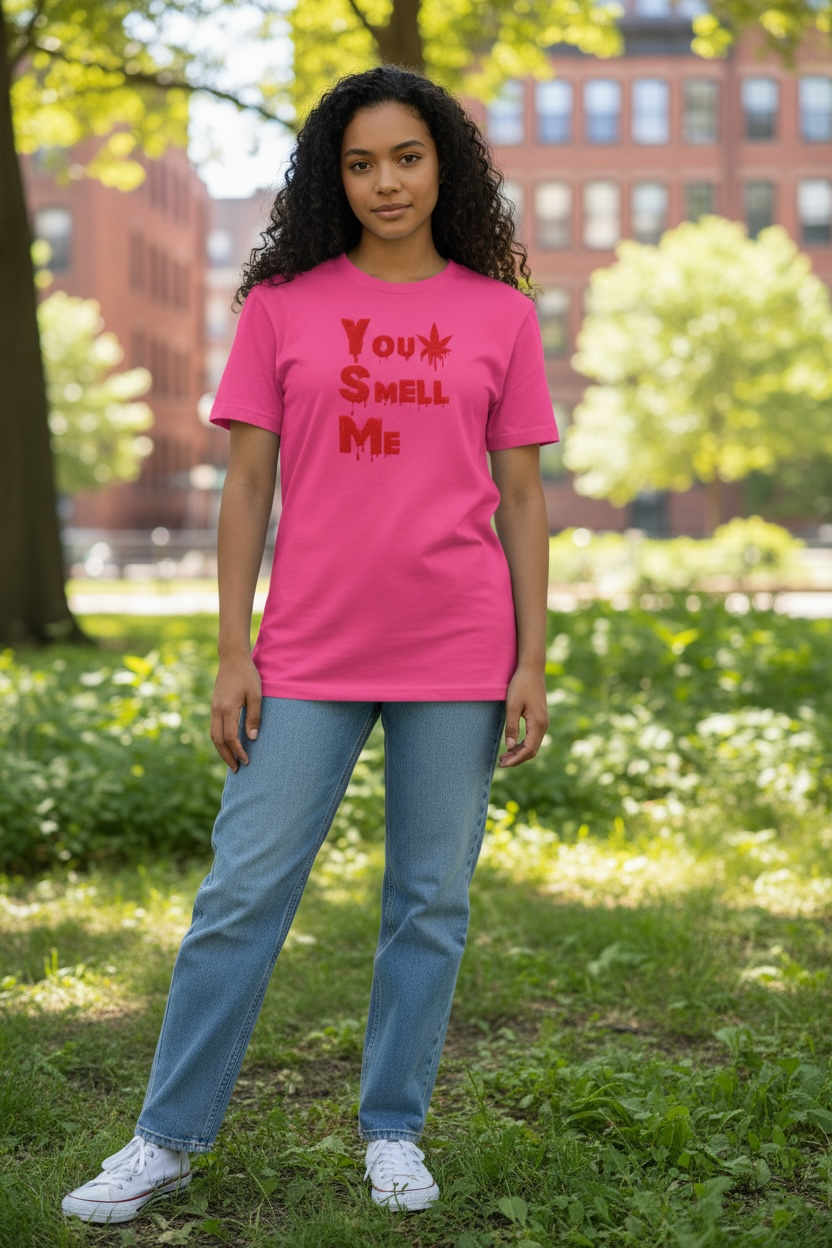 Puff Letter Y.S.M. You Smell Me graphic tee