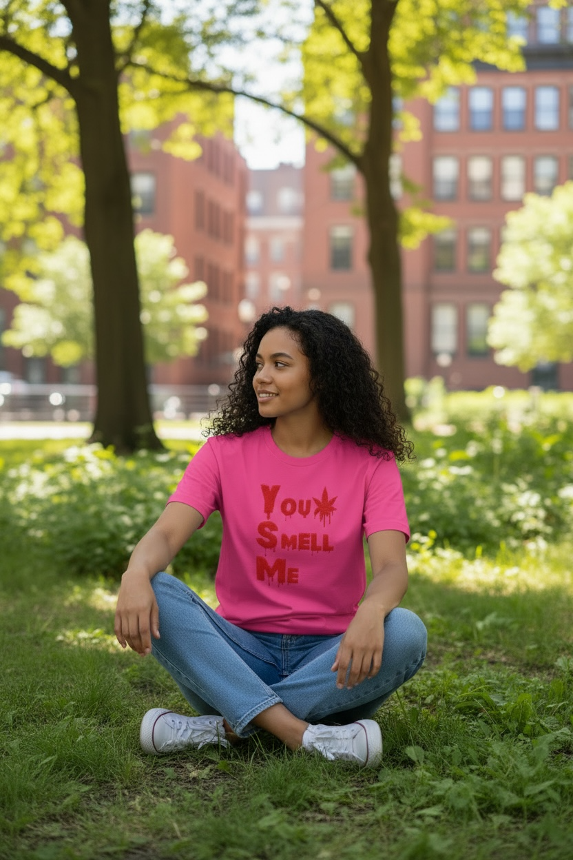 Puff Letter Y.S.M. You Smell Me graphic tee